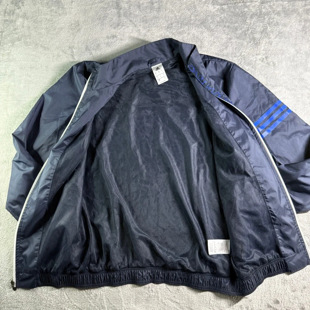 Adidas Messi Windbreaker Jacket Mens Small Navy Blue Full Zip Soccer Training